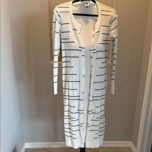 CAbi Striped White Duster